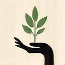 Minimalist icon representing personalized care, a hand holding a small plant, symbolizing growth and individual attention.
